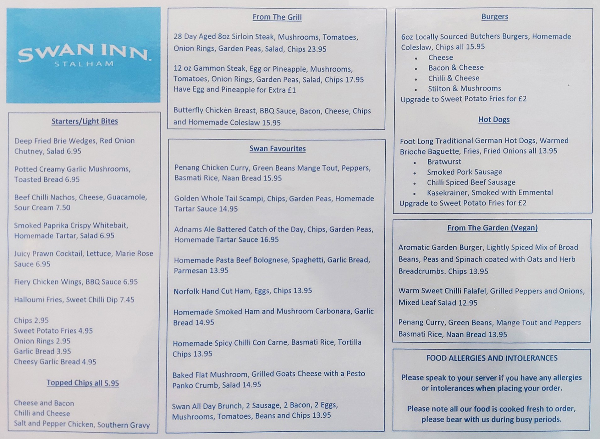 SWAN MENU